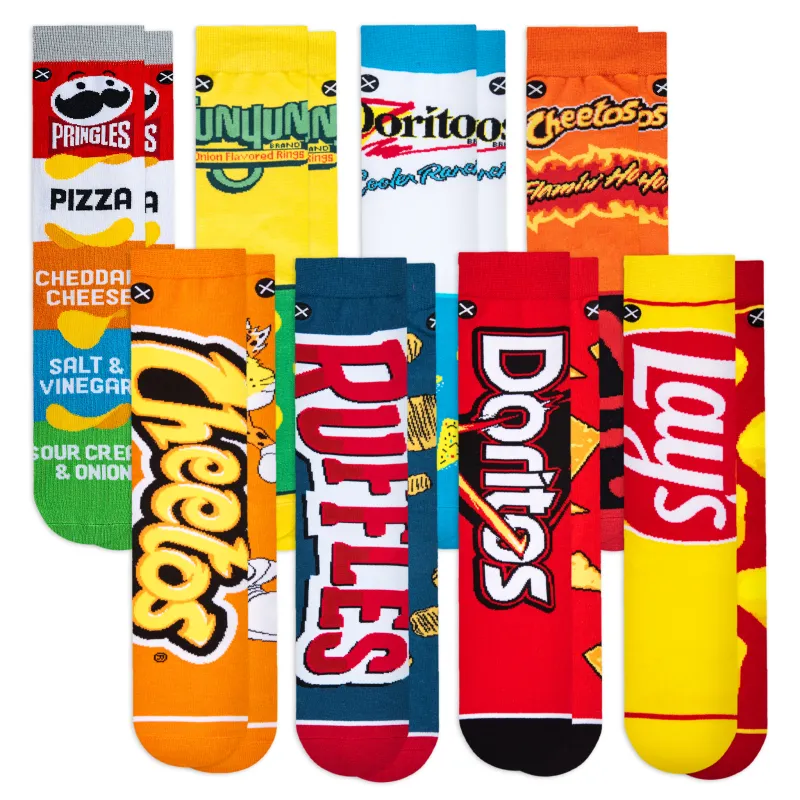 Snacks  Men's Crew Socks 8-Pack sold by Odd Sox