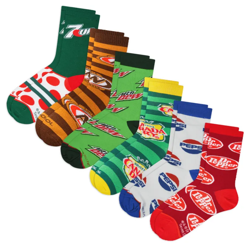 Retro Soda Men's Crew Socks 6-Pack sold by Odd Sox