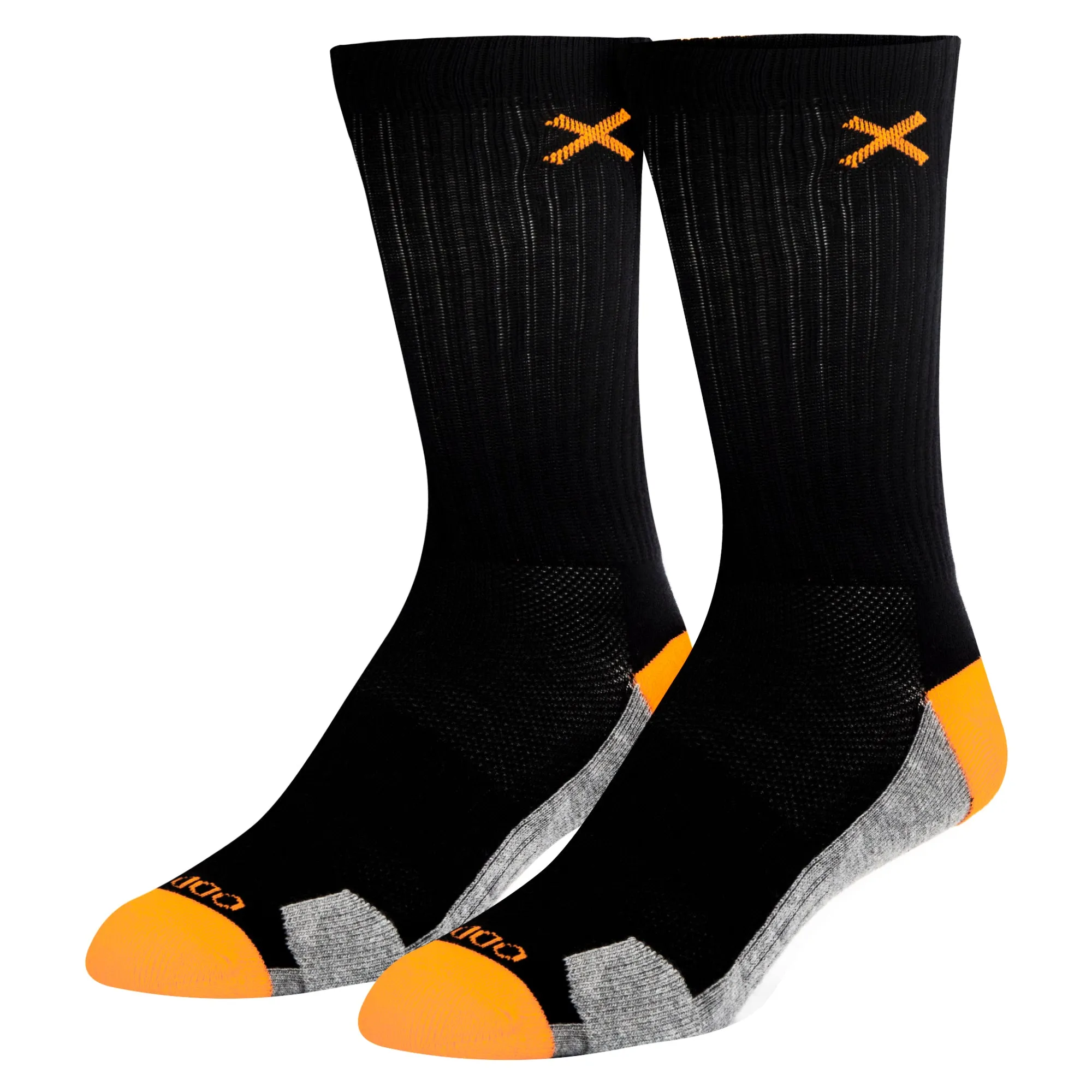 Basix Orange Black Heather Men's Crew Socks sold by Odd Sox