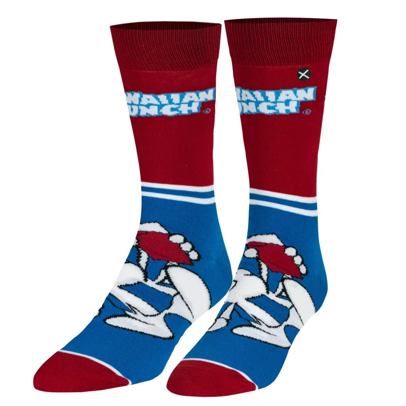 Hawaiian Punch Half Stripe  Men's Crew Socks made by Odd Sox