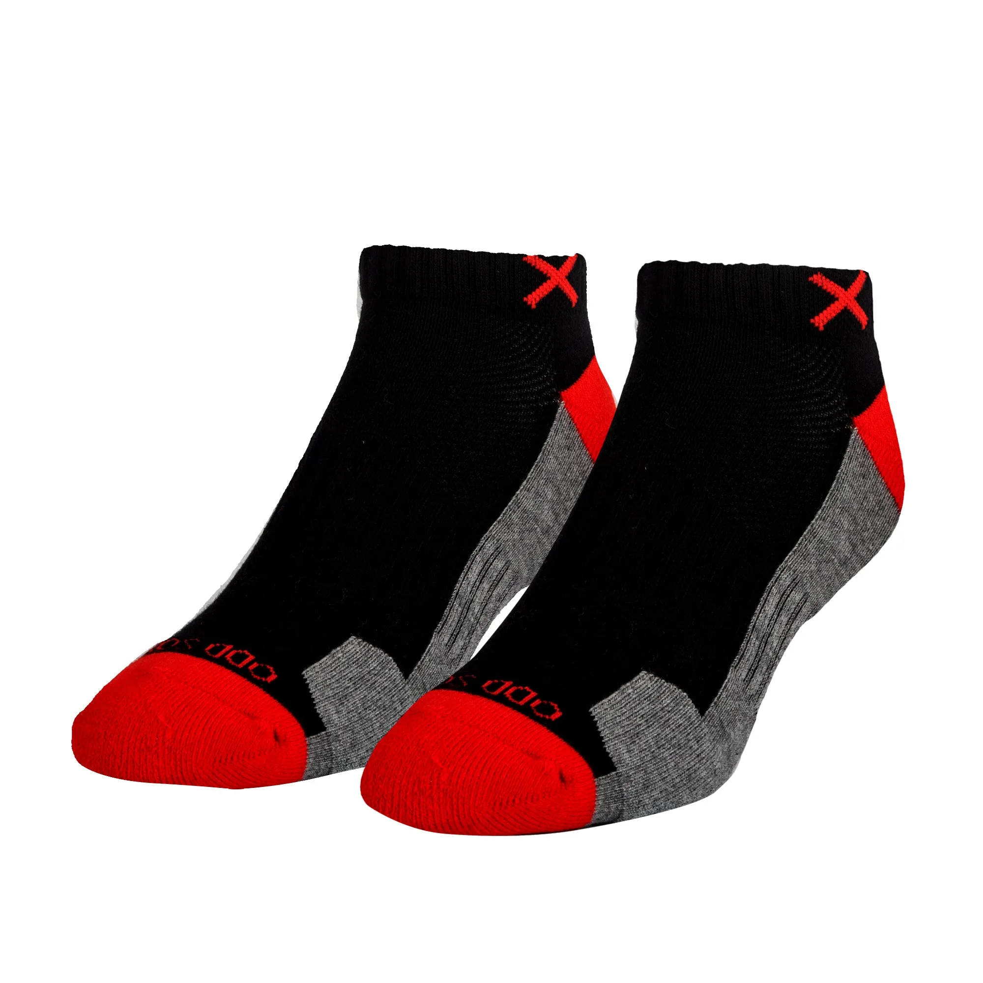 Basix Men Ankle 3 Block Staple Red Black Heather sold by Odd Sox