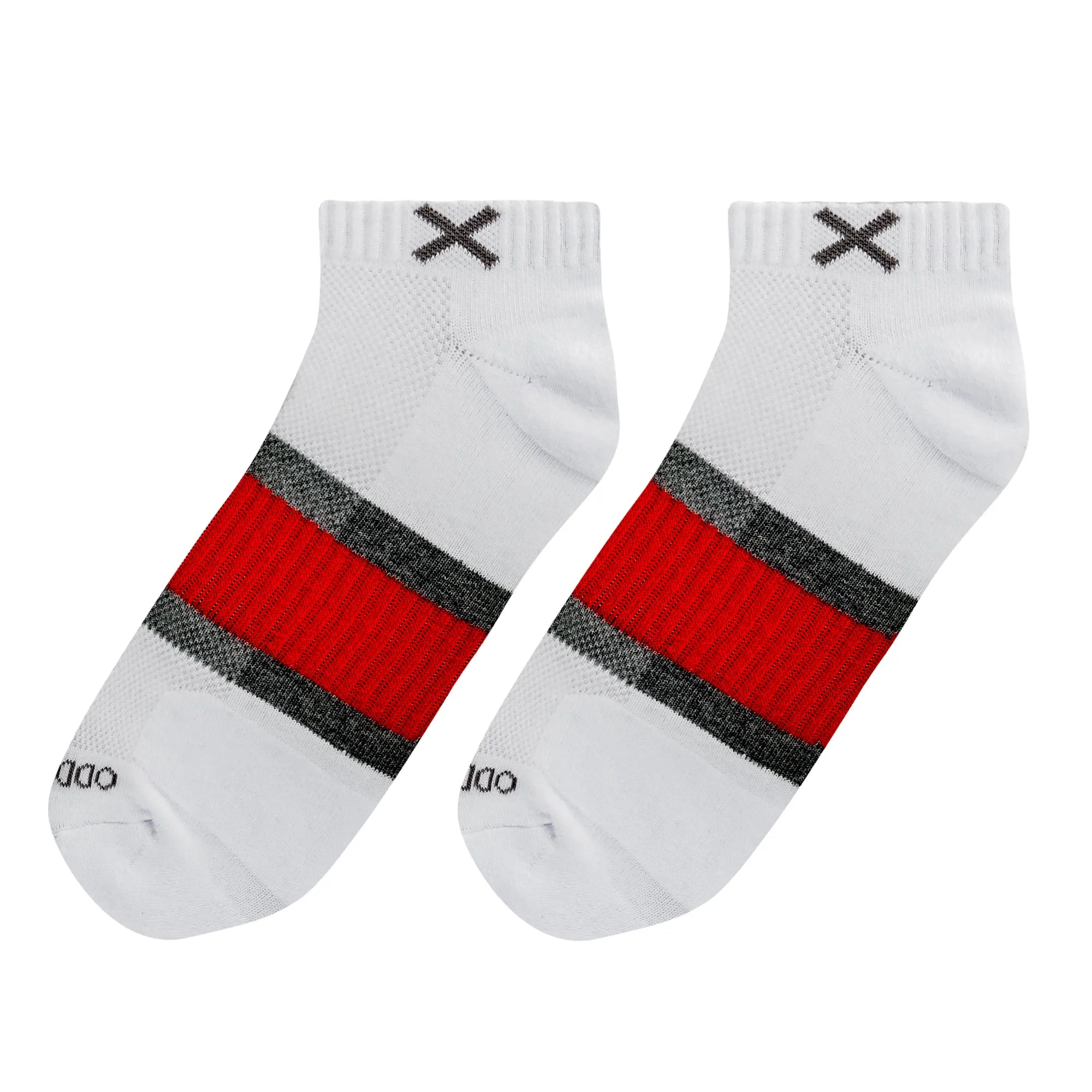Basix Men Ankle 3 Stripe White Gray Red sold by Odd Sox product image thumbnail 5