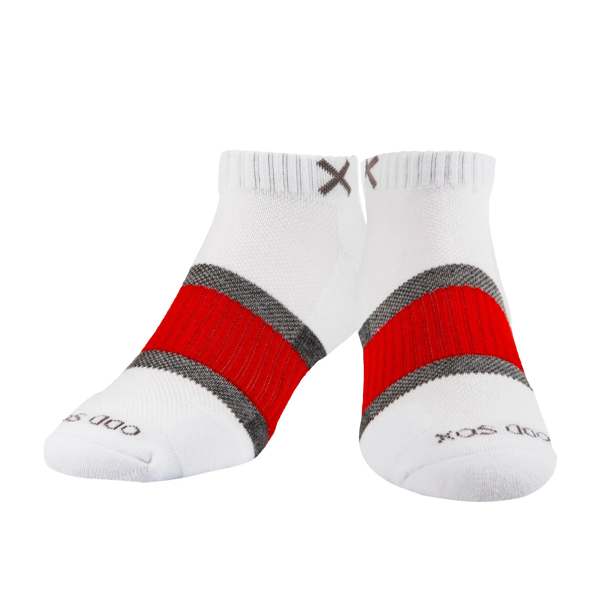 Basix Men Ankle 3 Stripe White Gray Red sold by Odd Sox product image thumbnail 2