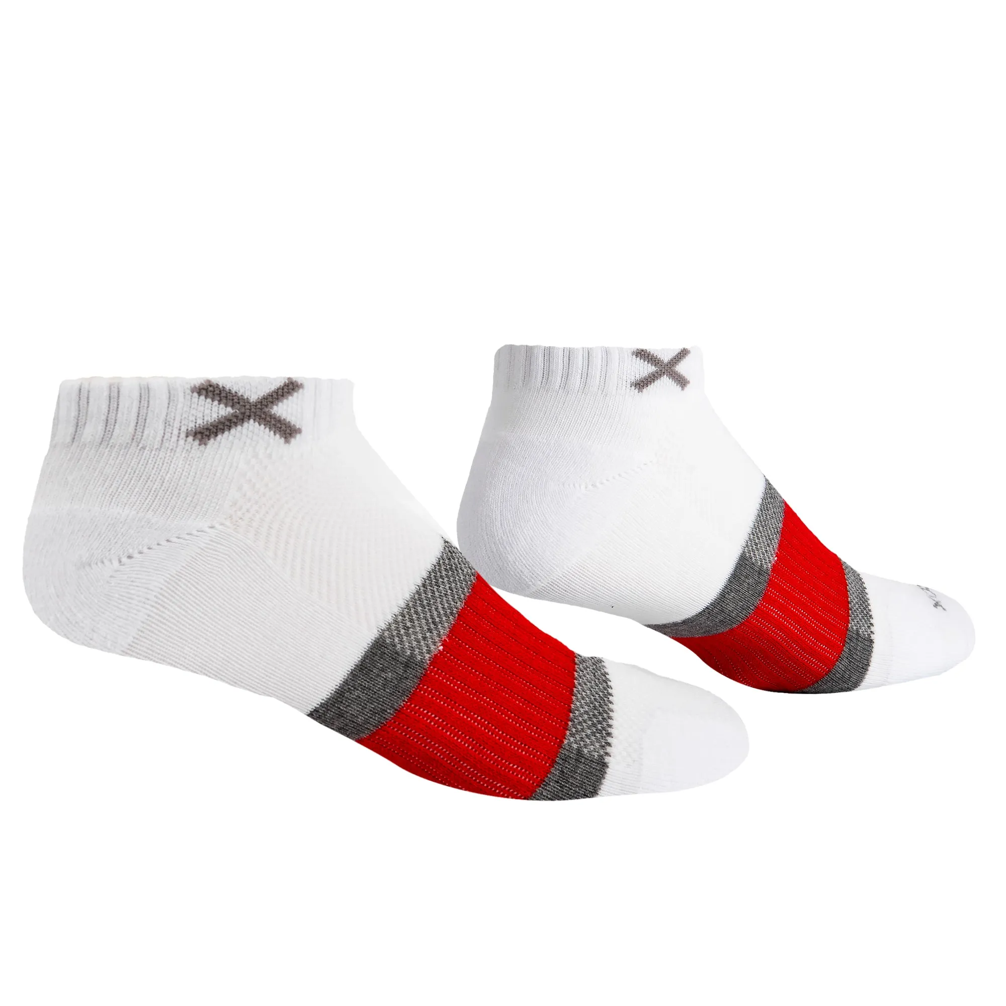 Basix Men Ankle 3 Stripe White Gray Red sold by Odd Sox product image thumbnail 3