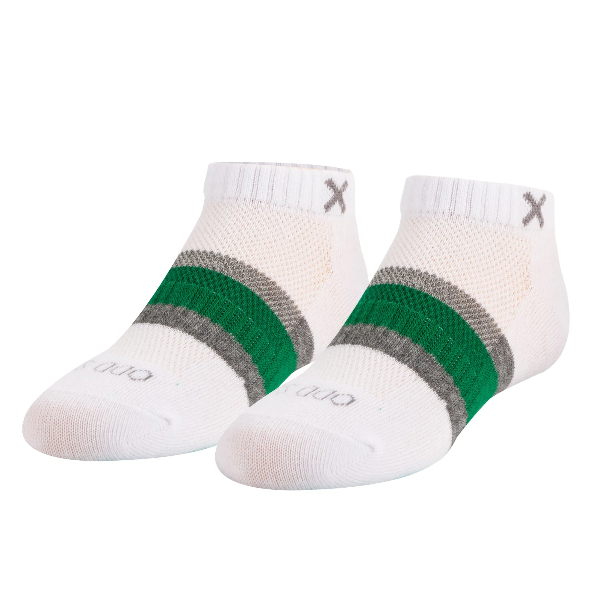 Basix Men Ankle 3 Stripe White Gray Green sold by Odd Sox