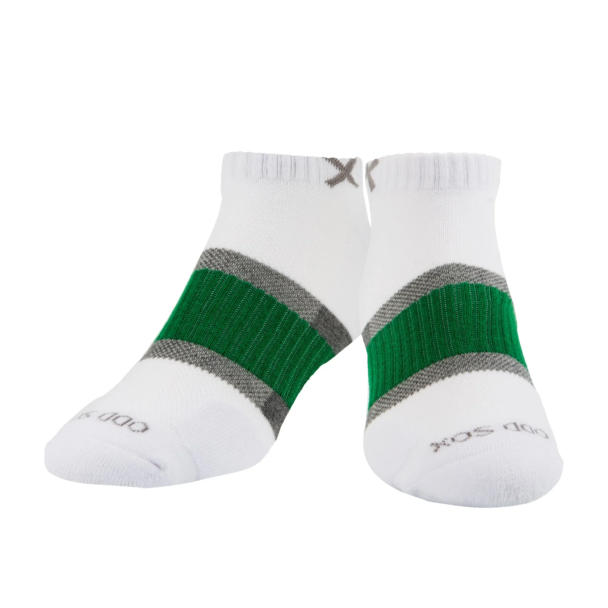 Basix Men Ankle 3 Stripe White Gray Green sold by Odd Sox product image thumbnail 2