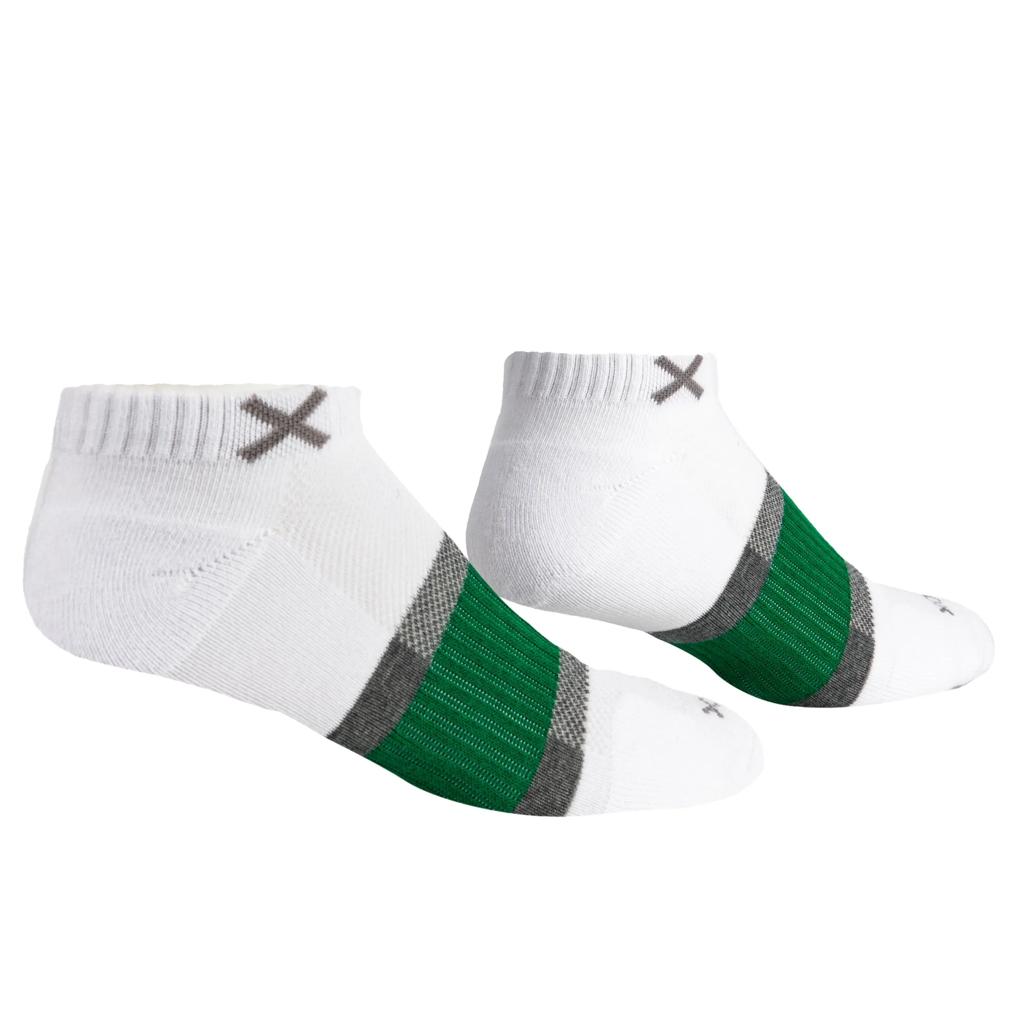 Basix Men Ankle 3 Stripe White Gray Green sold by Odd Sox product image thumbnail 3