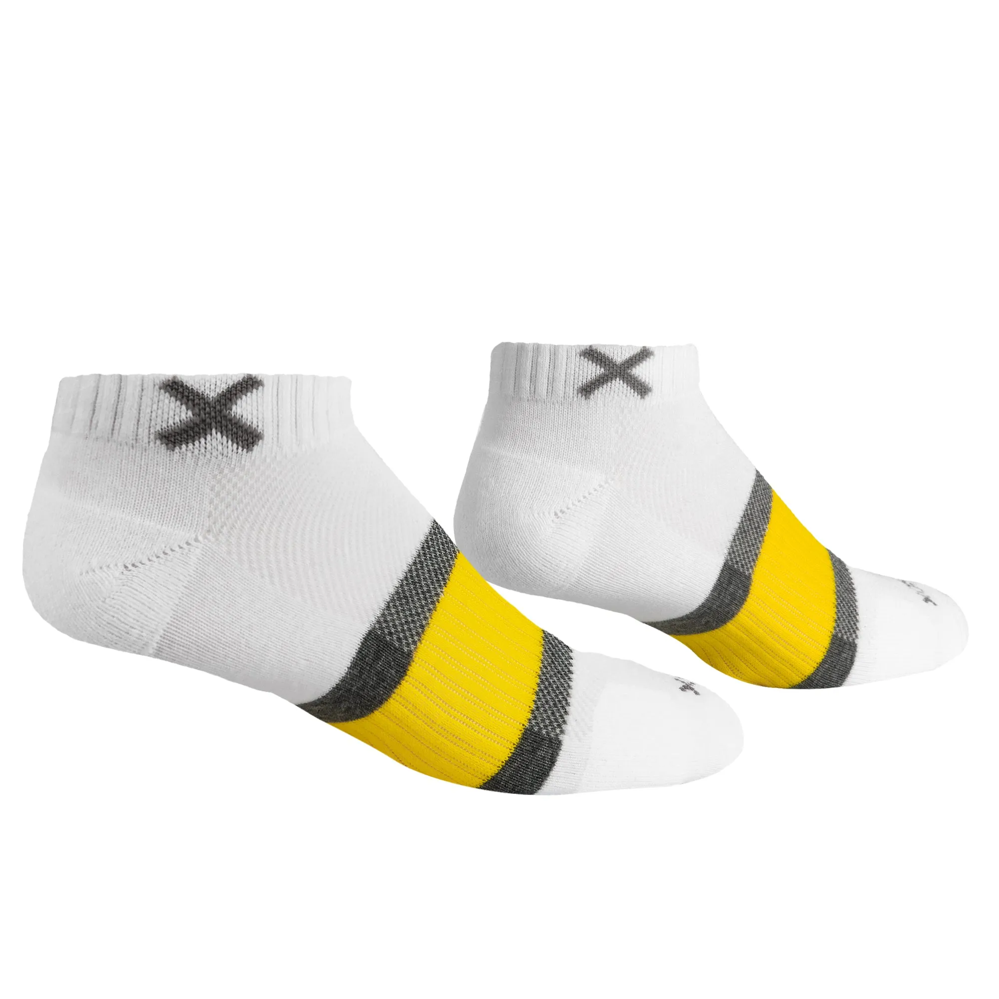 Basix Men Ankle 3 Stripe White Gray Yellow sold by Odd Sox product image thumbnail 3