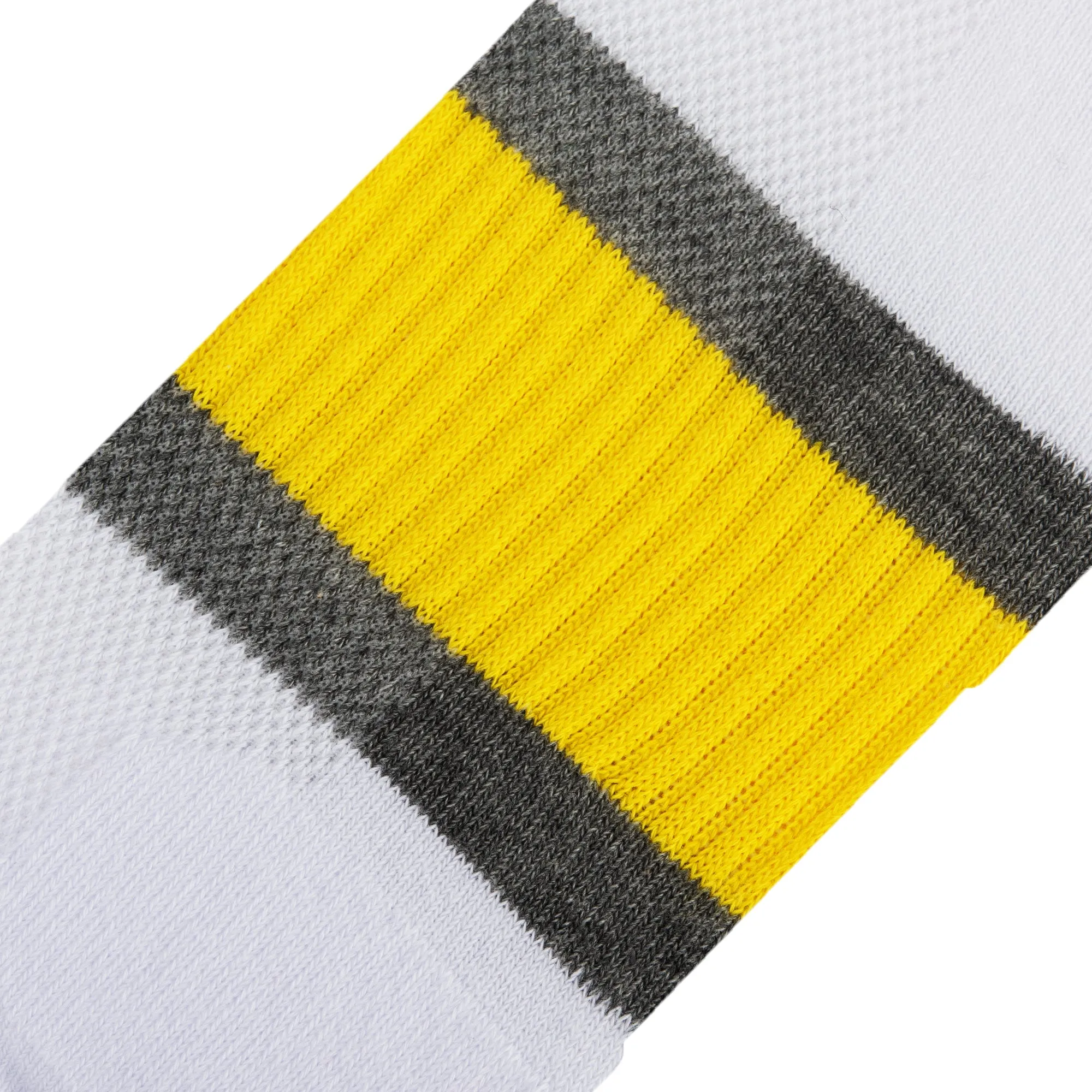 Basix Men Ankle 3 Stripe White Gray Yellow sold by Odd Sox product image thumbnail 4