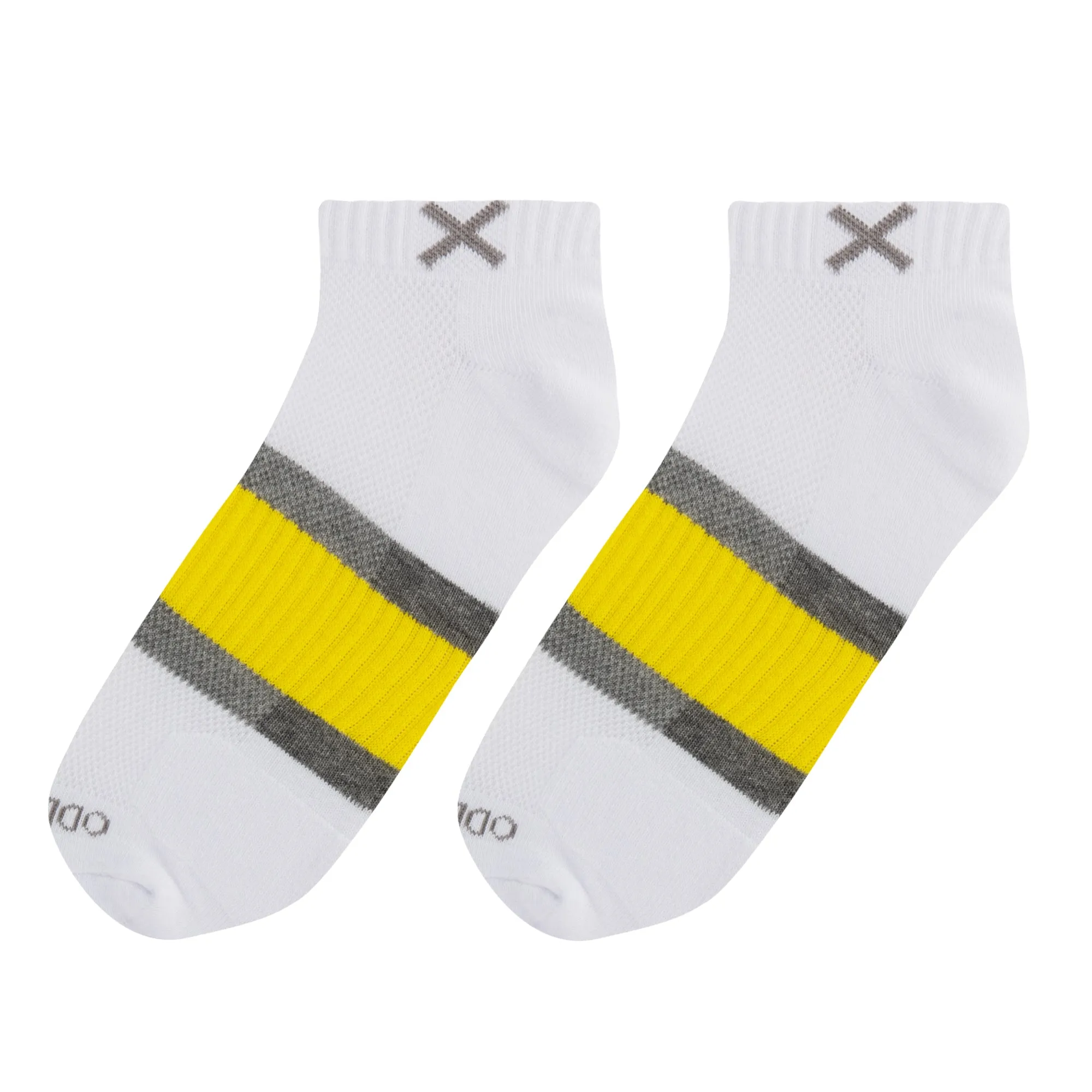 Basix Men Ankle 3 Stripe White Gray Yellow sold by Odd Sox product image thumbnail 5