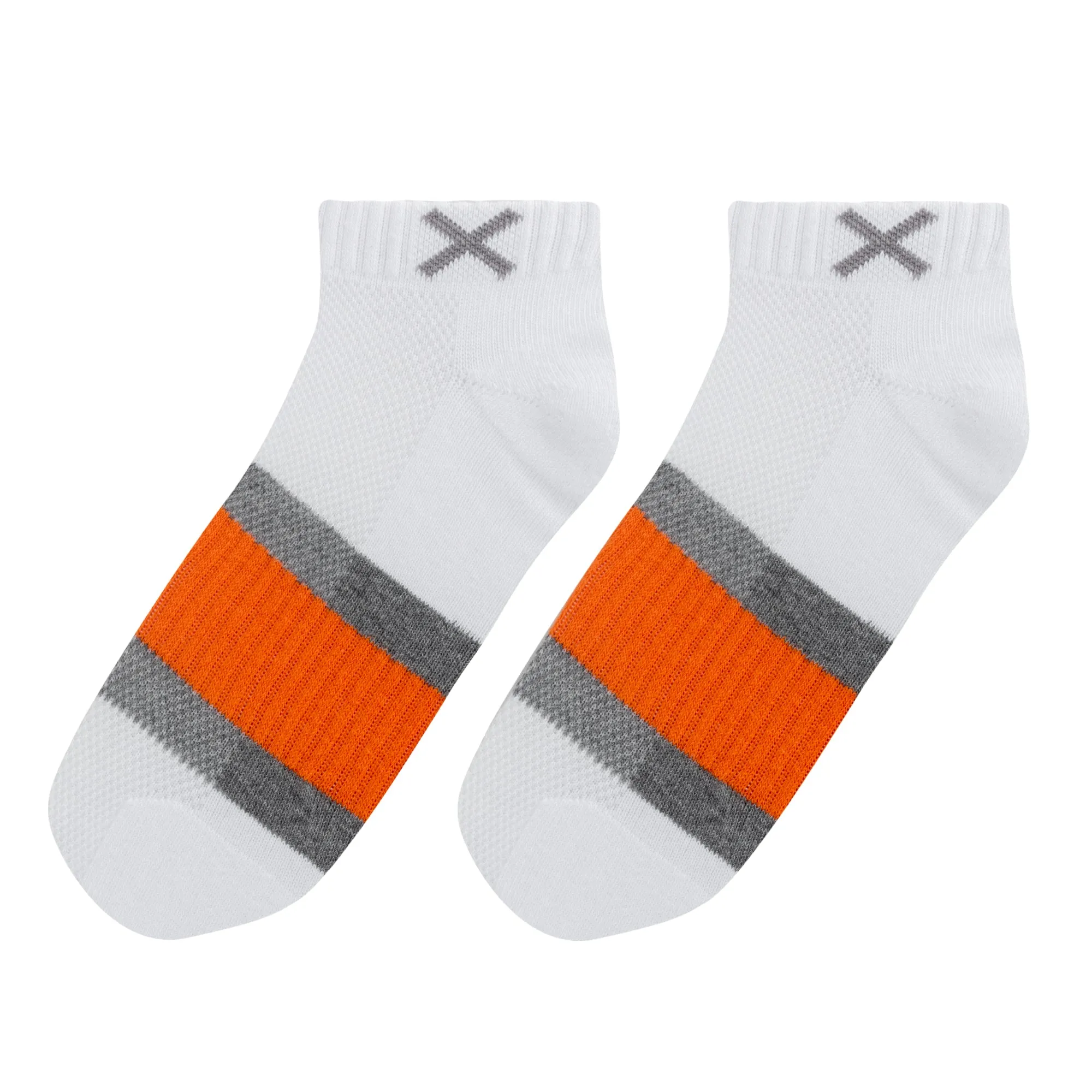 Basix Men Ankle 3 Stripe White Gray Orange sold by Odd Sox product image thumbnail 5