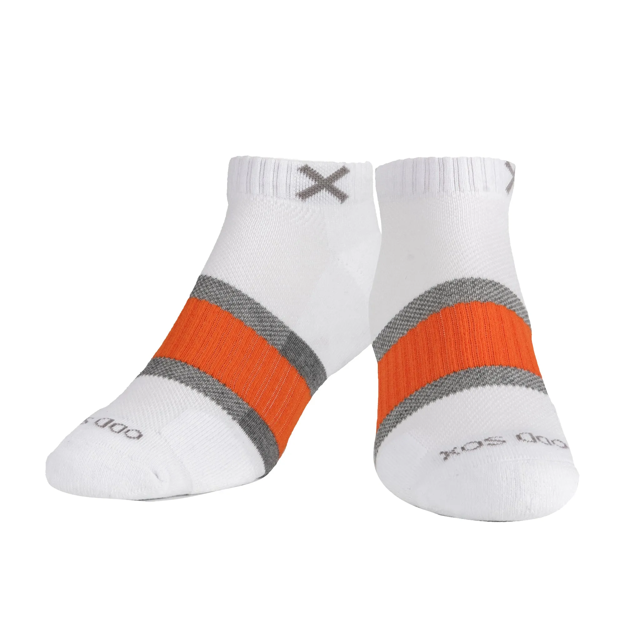Basix Men Ankle 3 Stripe White Gray Orange sold by Odd Sox product image thumbnail 2