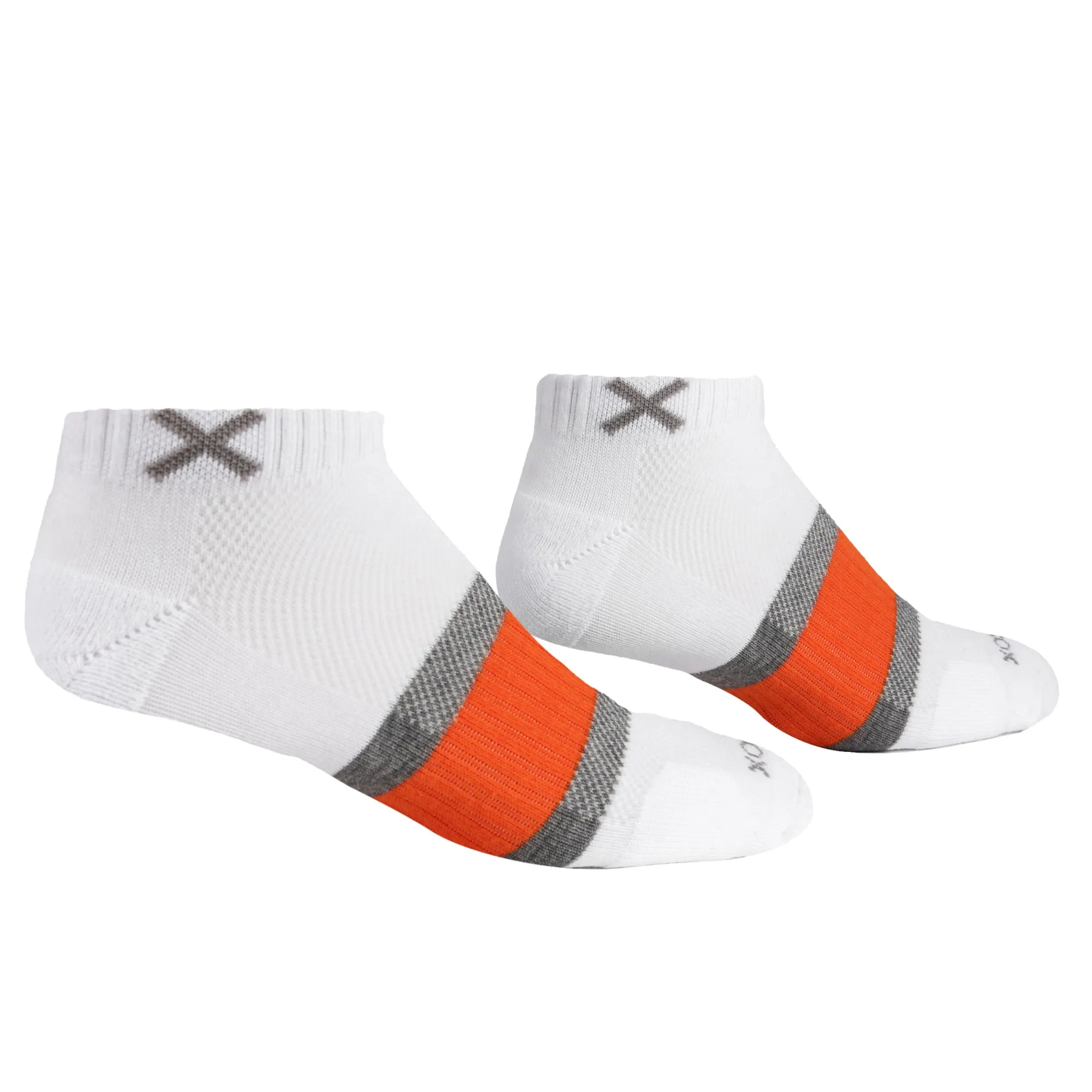Basix Men Ankle 3 Stripe White Gray Orange sold by Odd Sox product image thumbnail 3