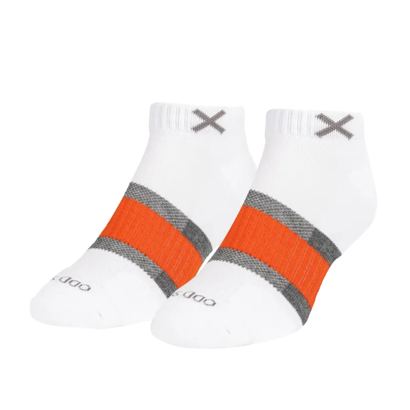 Basix Men Ankle 3 Stripe White Gray Orange sold by Odd Sox