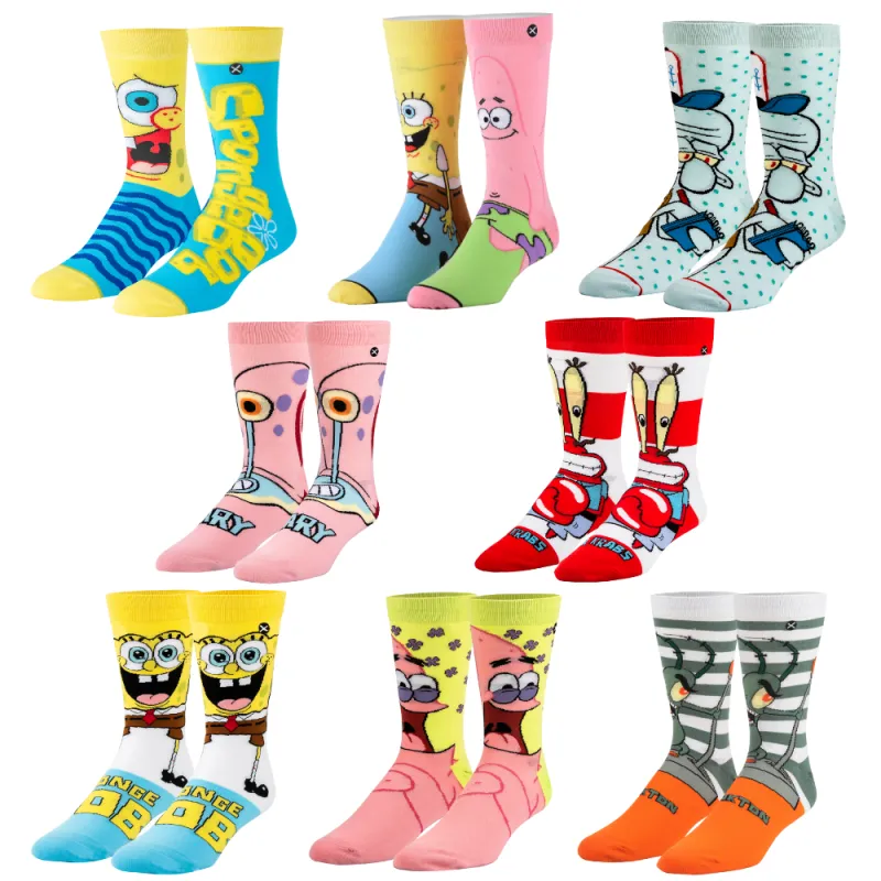 Odd Sox, Nickelodeon SpongeBob Cartoon Sock Gift Box Set, 8 Pairs, Fun, Colorful made by Odd Sox