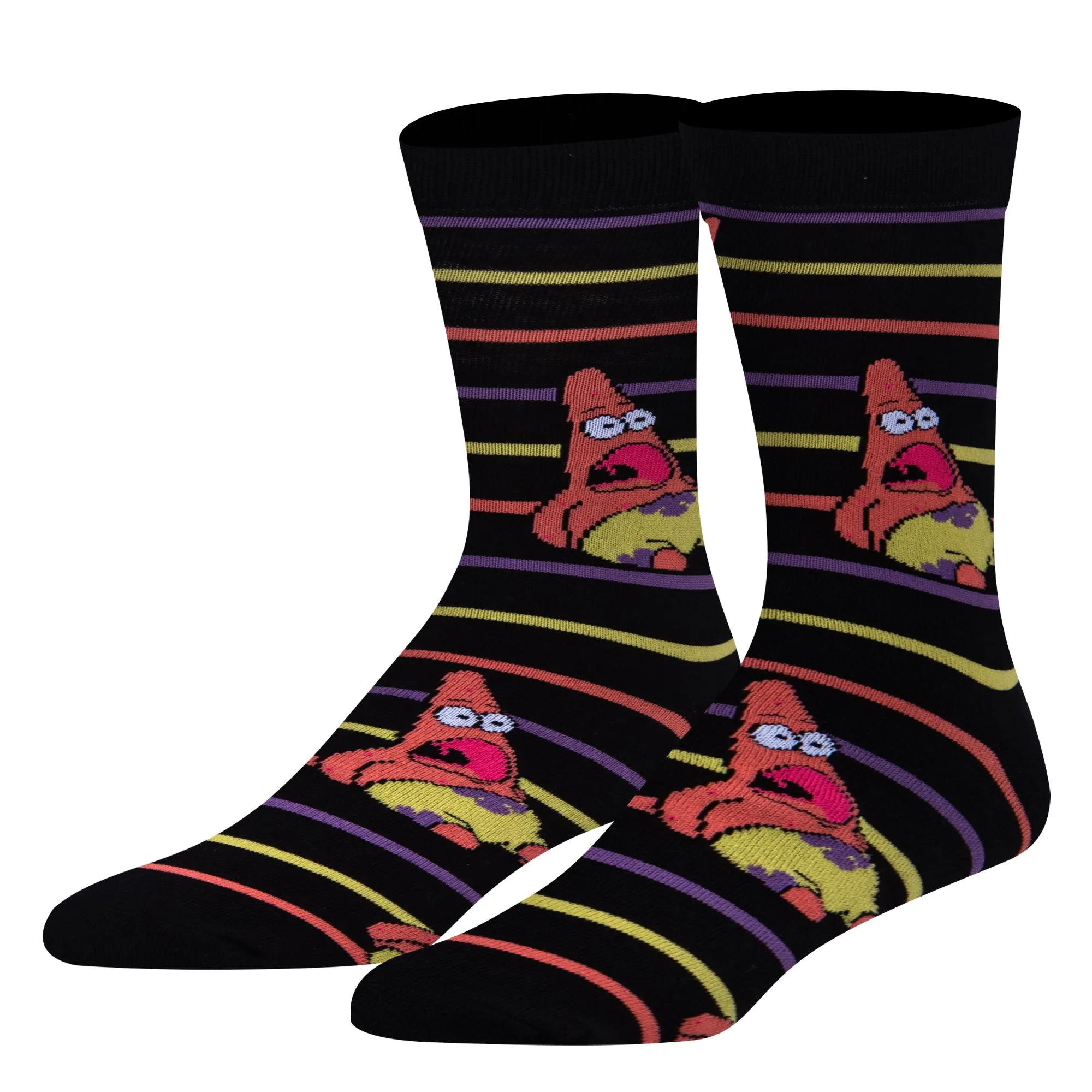 Surprised Patrick Stripes Men's Crew Socks sold by Odd Sox