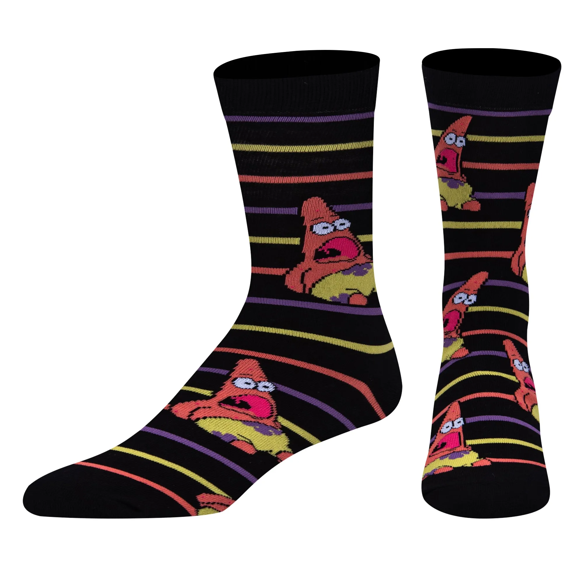 Surprised Patrick Stripes Men's Crew Socks sold by Odd Sox product image thumbnail 2