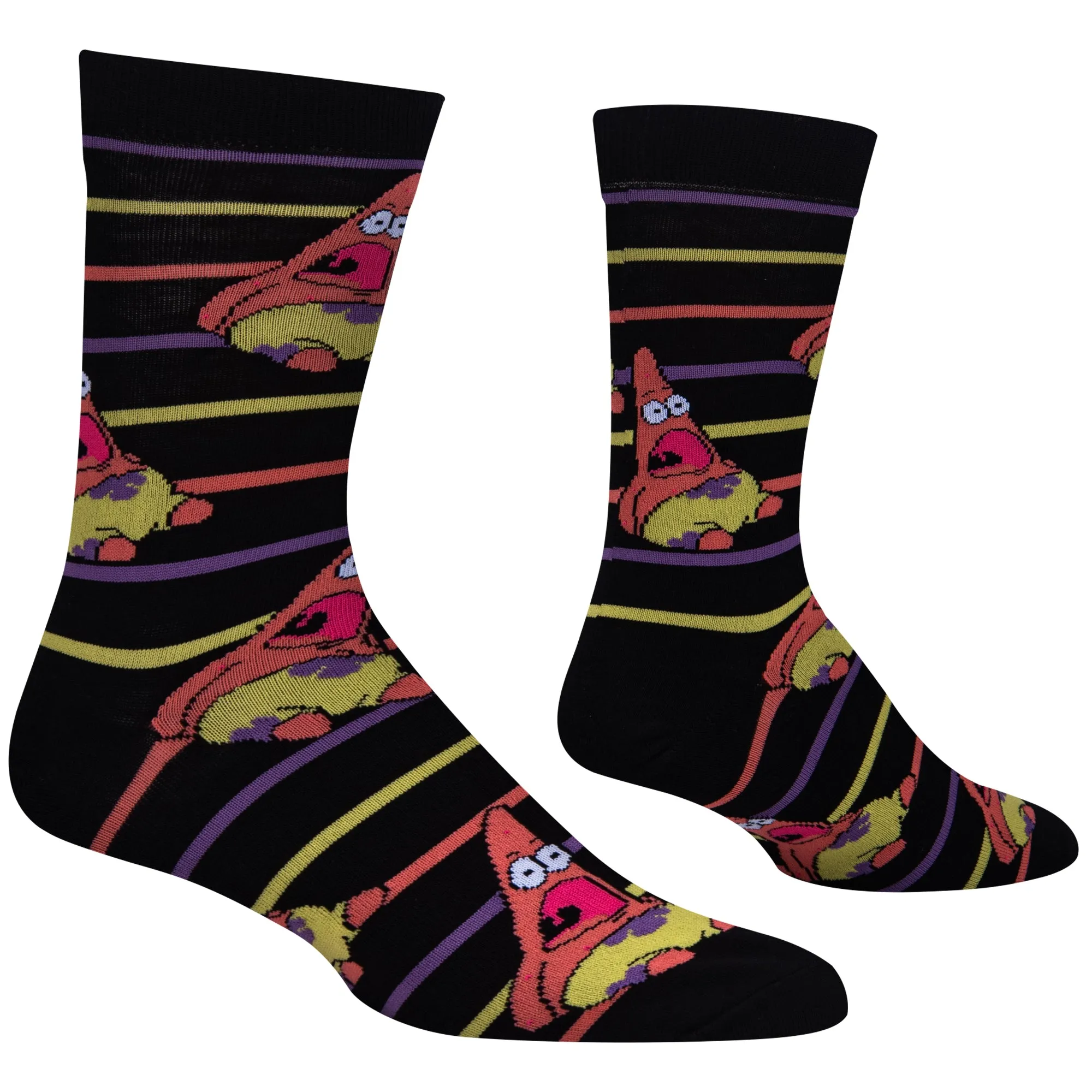 Surprised Patrick Stripes Men's Crew Socks sold by Odd Sox product image thumbnail 3