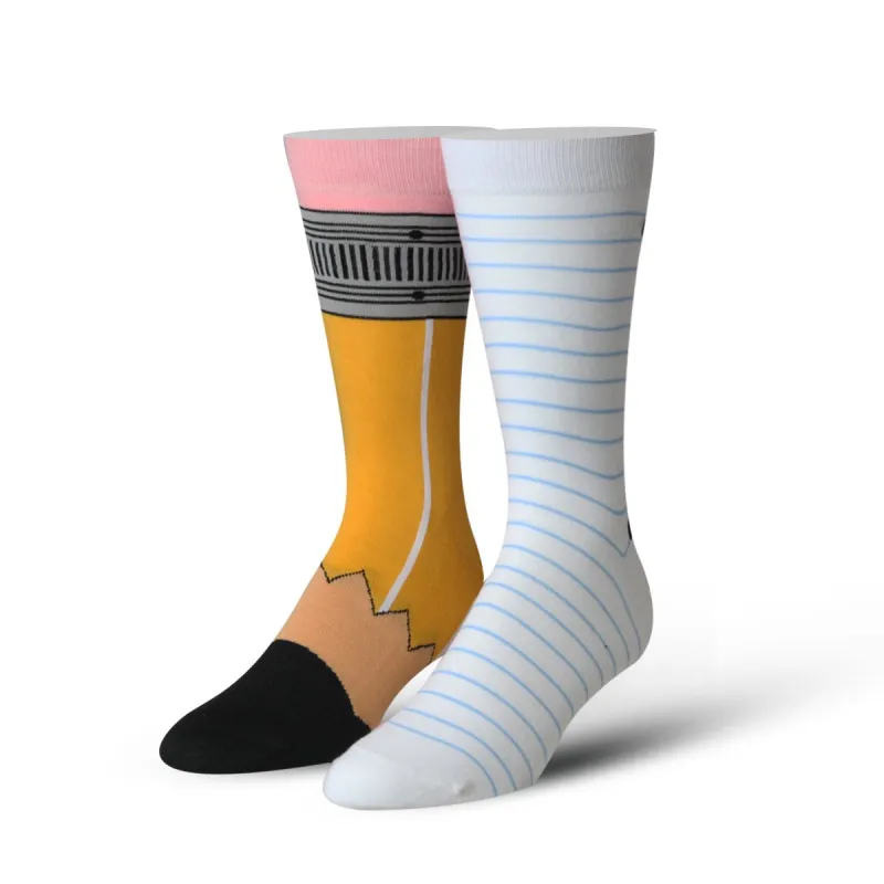 Pencil & Paper Men's Crew Socks made by Odd Sox