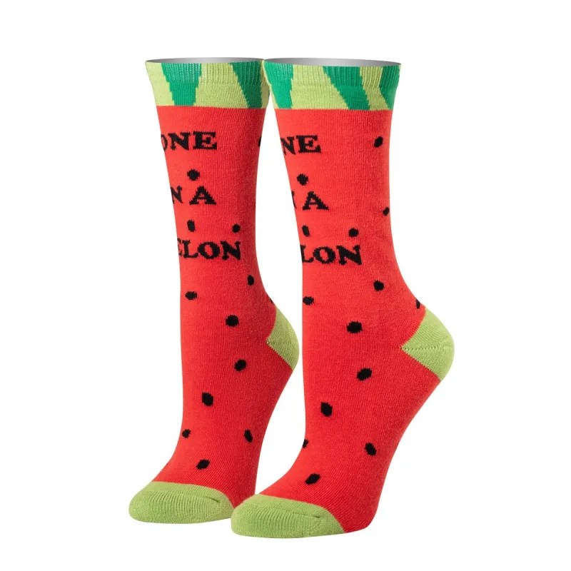 One In A Melon Women's Crew Socks made by Odd Sox