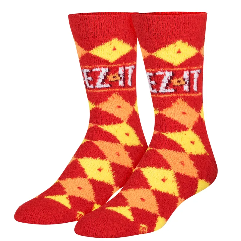 Checkered Cheez-It Fuzzy Women's Crew Socks sold by Odd Sox