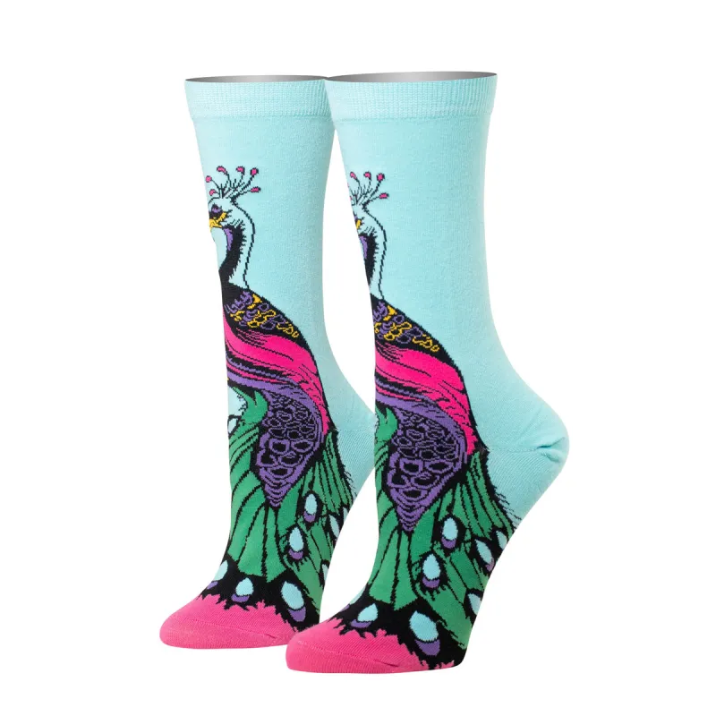 Peacock Women's Crew Socks made by Odd Sox