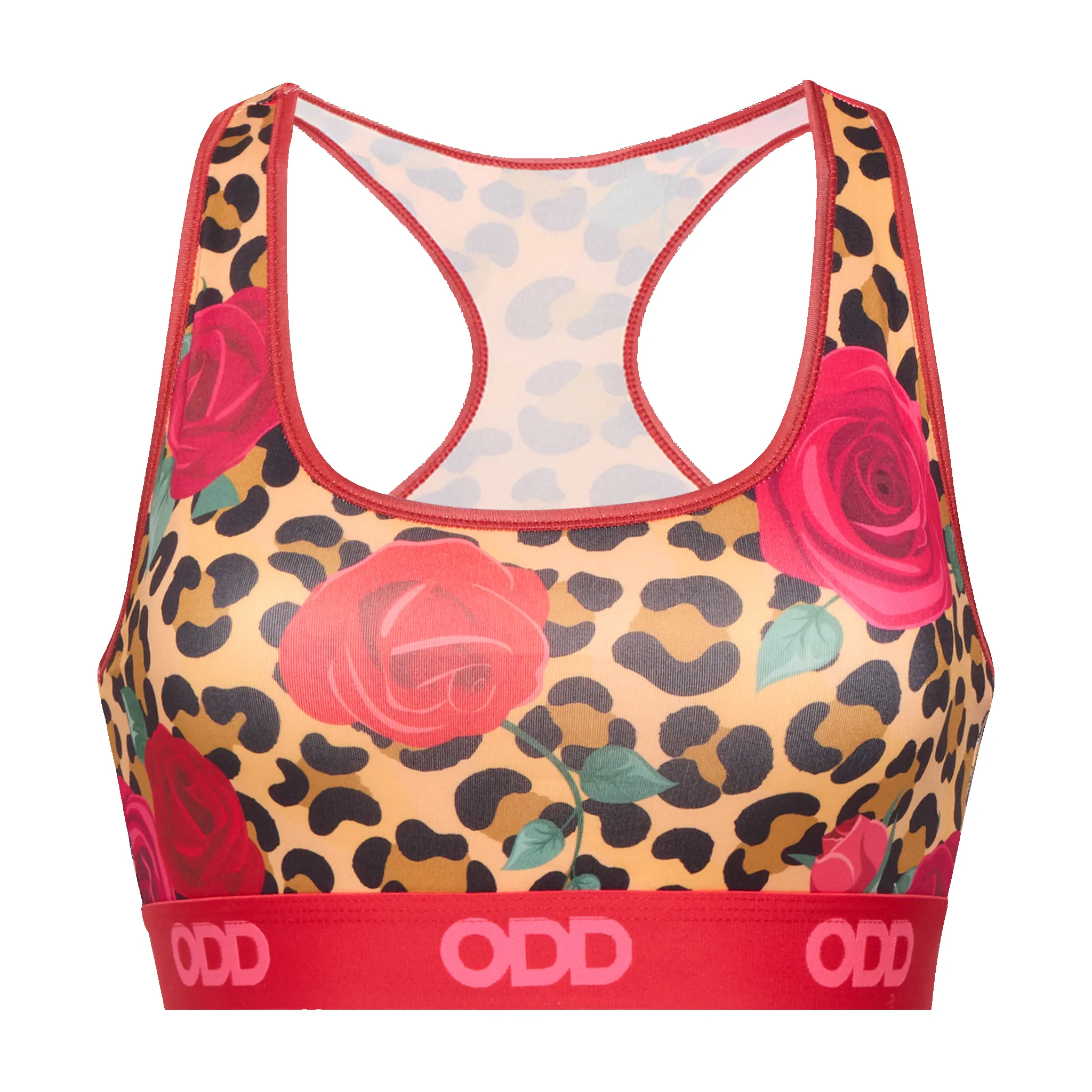 Leopard Roses Women's Sports Bra sold by Odd Sox