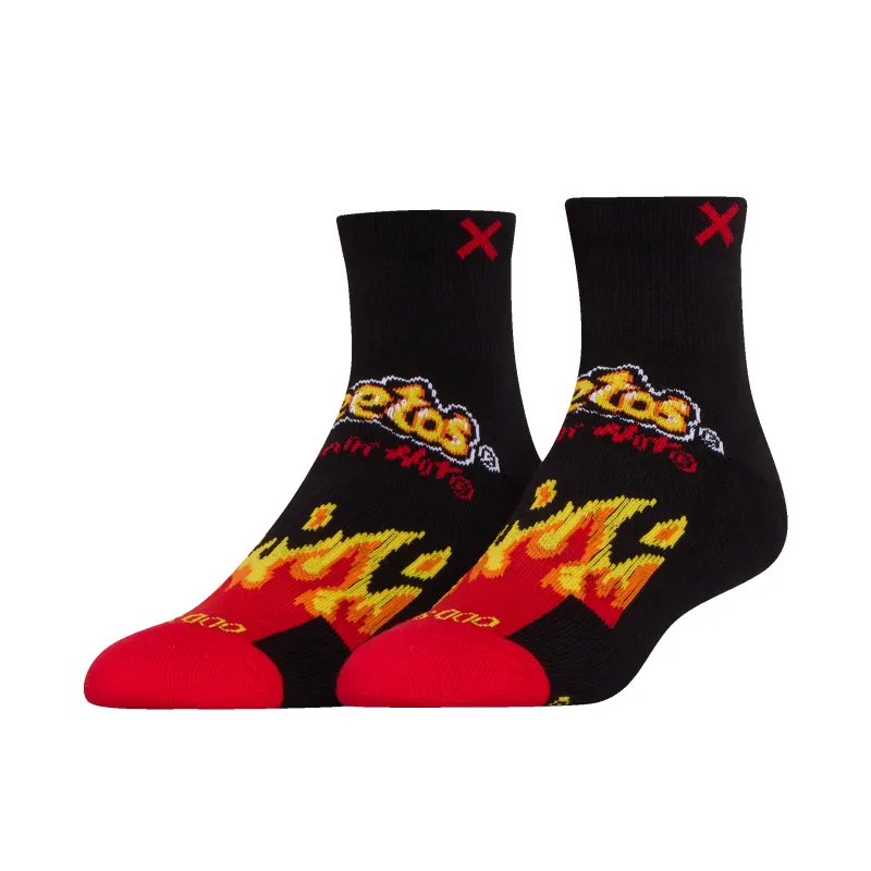 Cheetos Flamin' Hot Quarter Socks made by Odd Sox