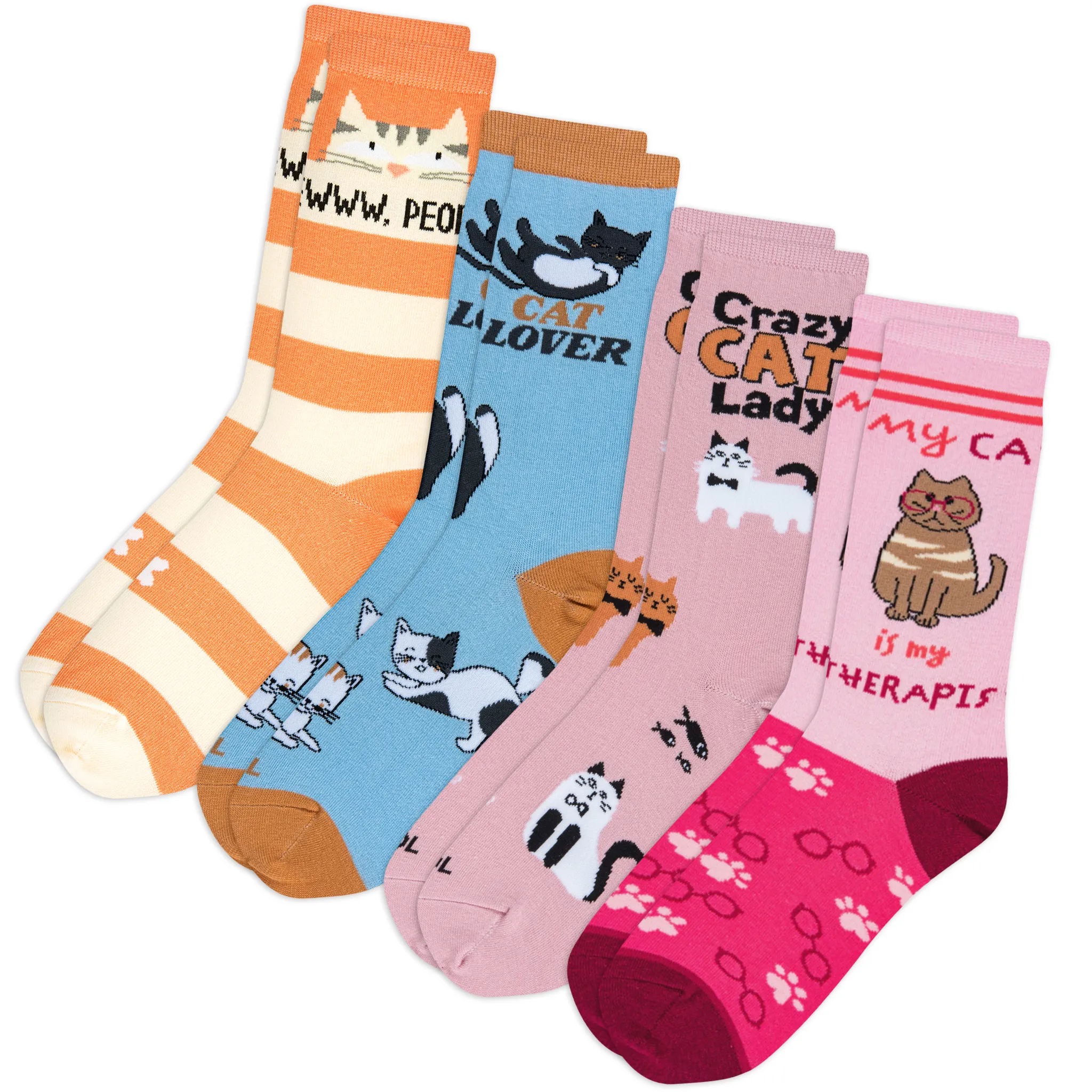 Cat Lovers Women's Crew Socks 4-Pack sold by Odd Sox