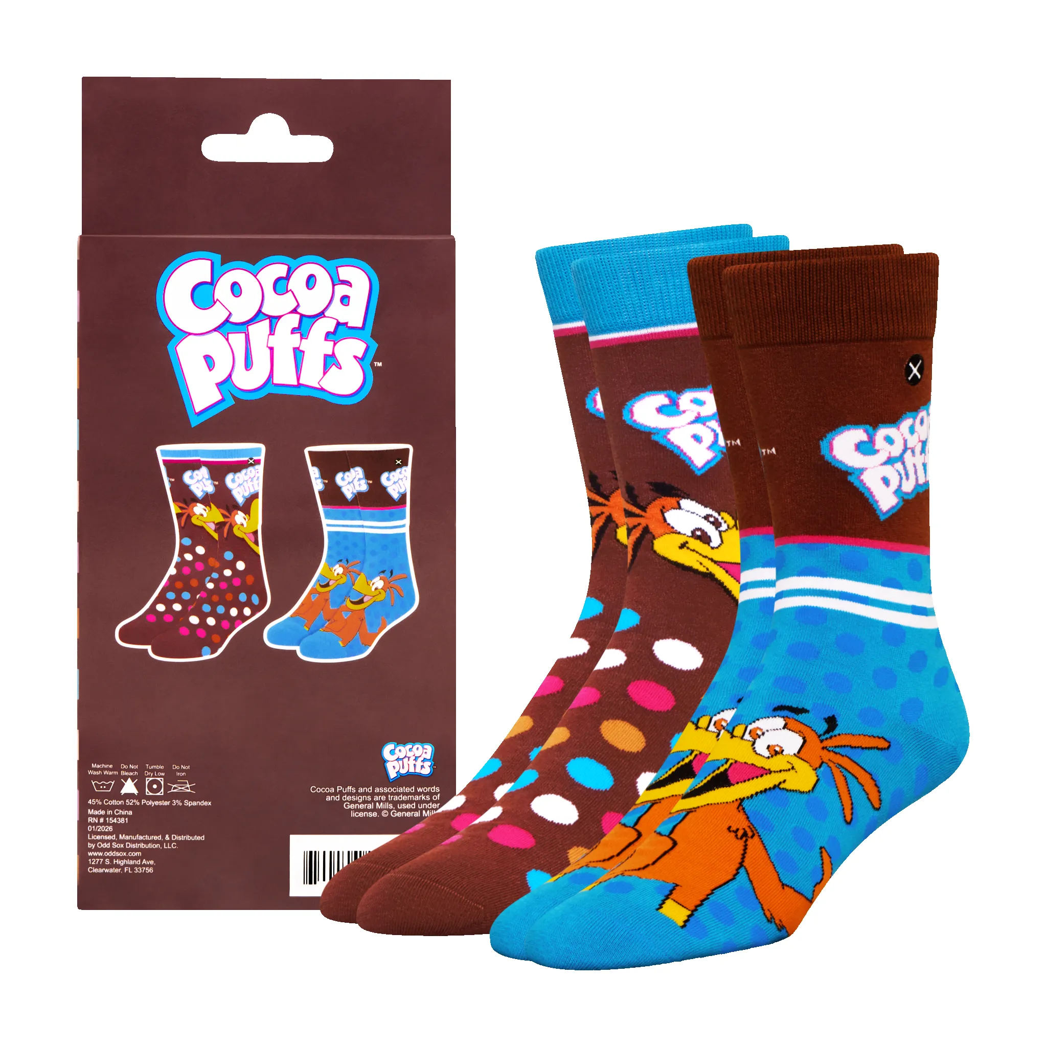ODDMART Cocoa Puffs Crew Socks 2-Pack sold by Odd Sox product image thumbnail 2