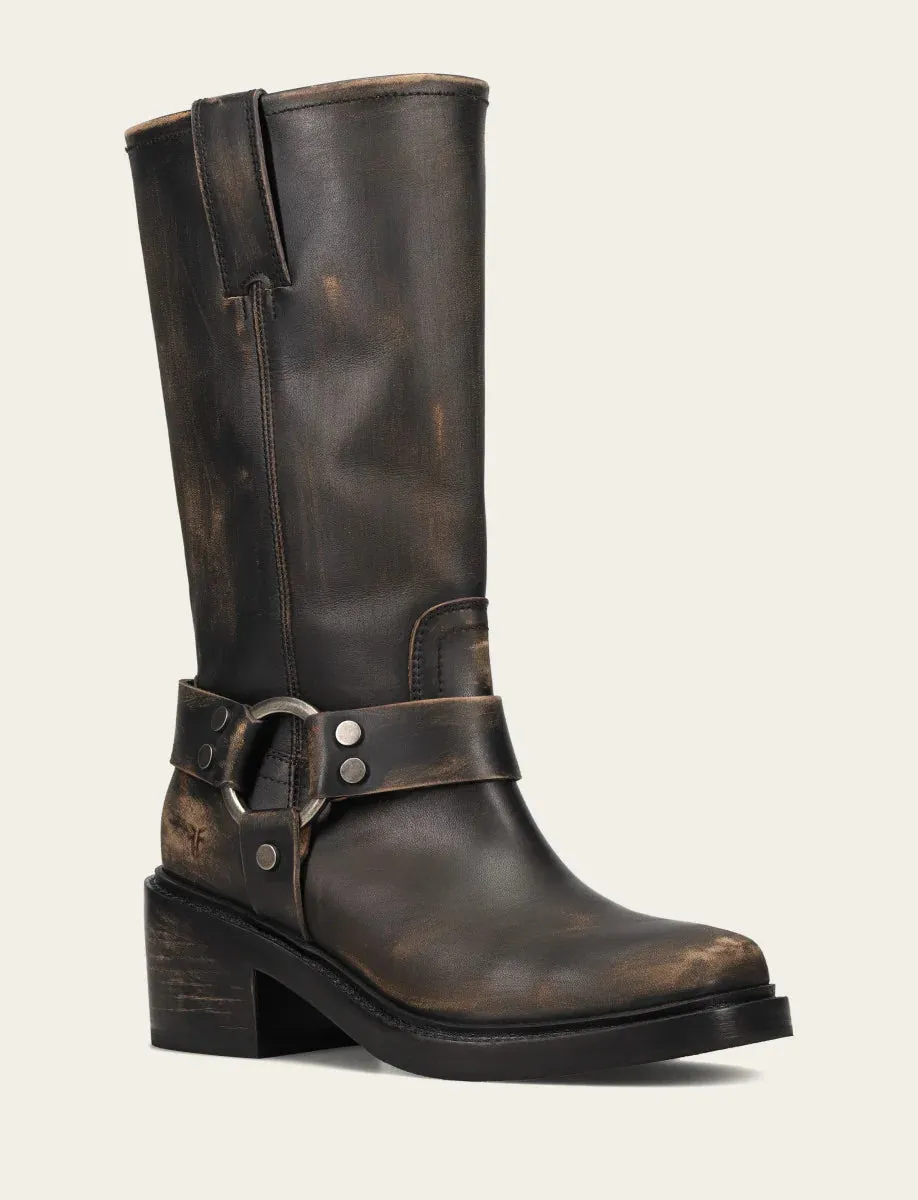 Frye Women's Kate Harness Distressed Black sold by Orleans Shoe Co.