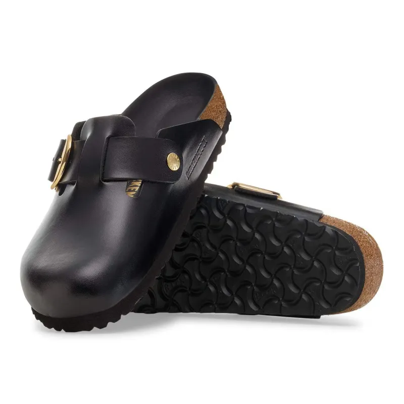 Birkenstock Boston Big Buckle Black Amalfi Leather 1030904 sold by Orleans Shoe Co.