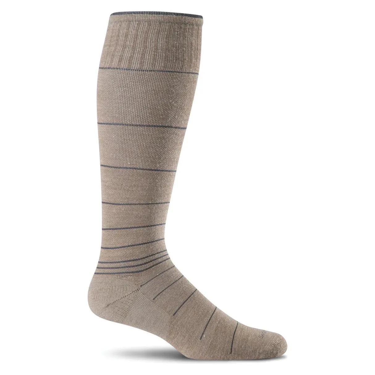SockWell Men's Circulator Moderate Graduated Compression Socks Khaki Stripe sold by Orleans Shoe Co.