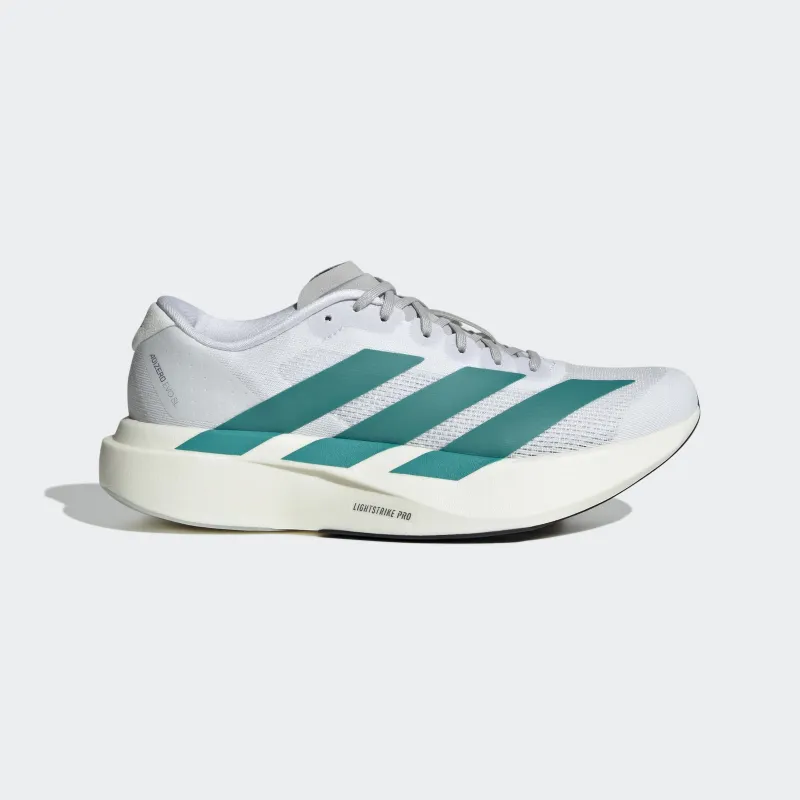 Adidas Women's Adizero Evo SL Cloud White Pure Teal Grey Two JS4451 sold by Orleans Shoe Co.