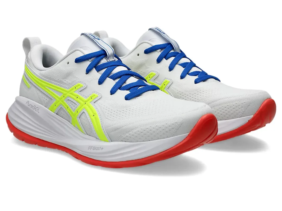 Asics Womens's Gel-Cumulus 27 ATC White Safety Yellow sold by Orleans Shoe Co.