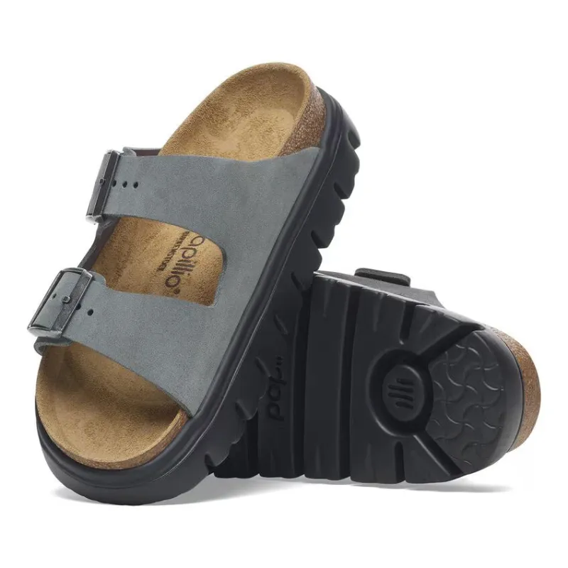Birkenstock Women's Arizona Pap Chunky Suede Leather Basalt Gray Black 1029150 sold by Orleans Shoe Co.