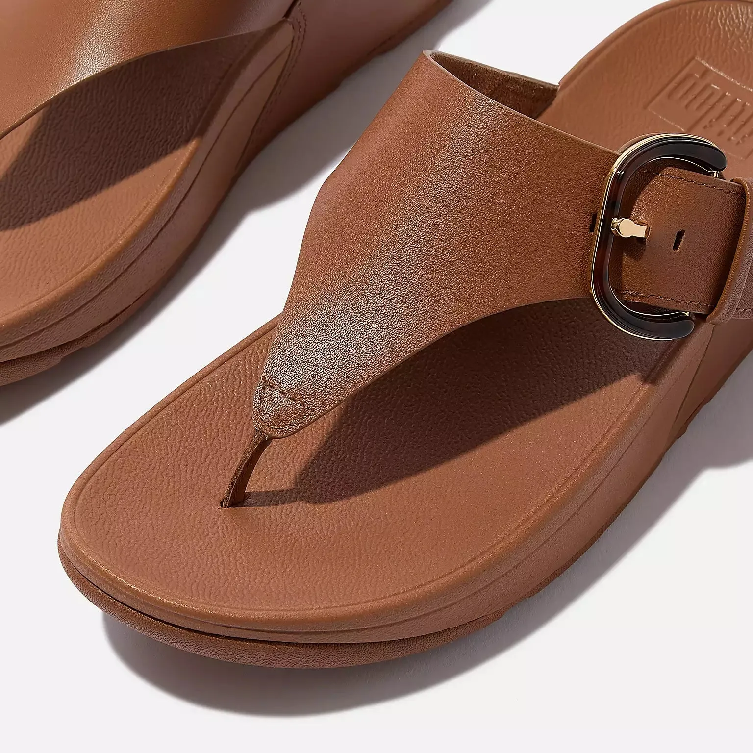 Fit Flop Women's Lulu Resin Buckle Leather Toe Post Sandals Deep Tan sold by Orleans Shoe Co. product image thumbnail 3