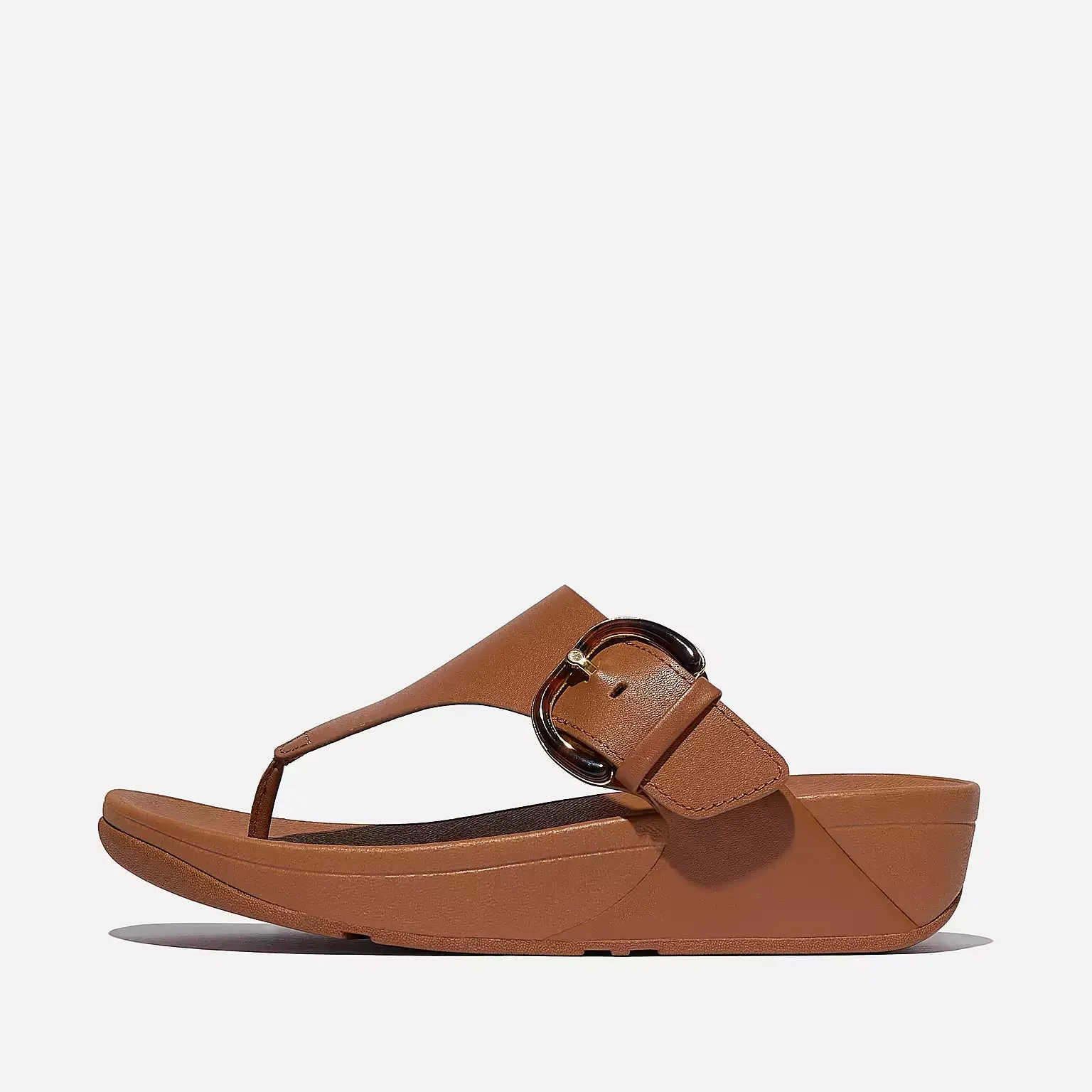 Fit Flop Women's Lulu Resin Buckle Leather Toe Post Sandals Deep Tan sold by Orleans Shoe Co. product image thumbnail 2