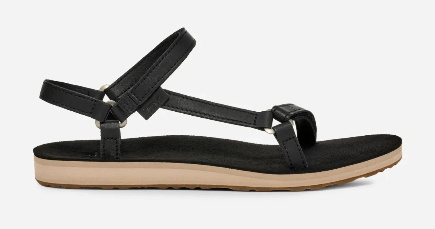 Teva Women's Original Universal Slim Leather Black Tan sold by Orleans Shoe Co.