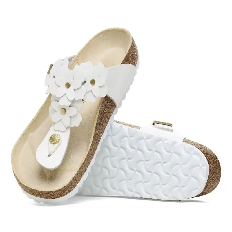 Birkenstock Women's Gizeh Flower Embellishment White sold by Orleans Shoe Co.