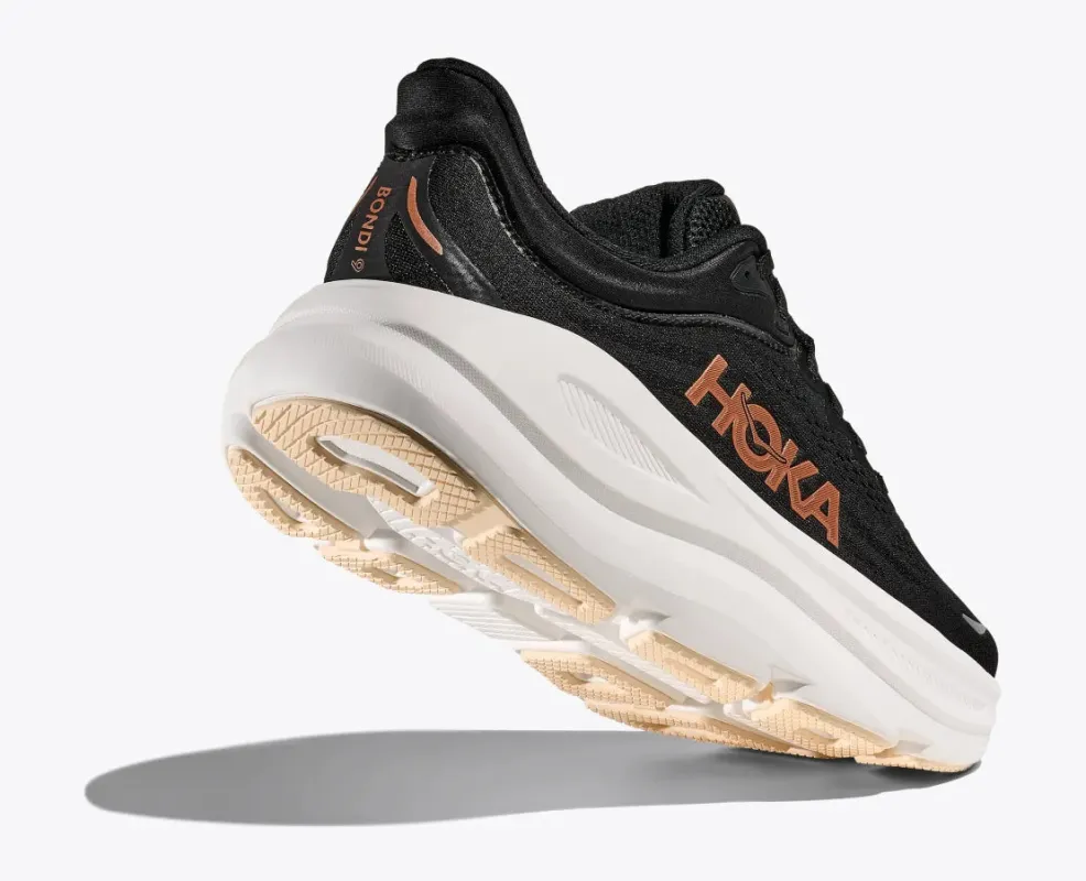 Hoka Women's Bondi 9 Black Rose Gold sold by Orleans Shoe Co.