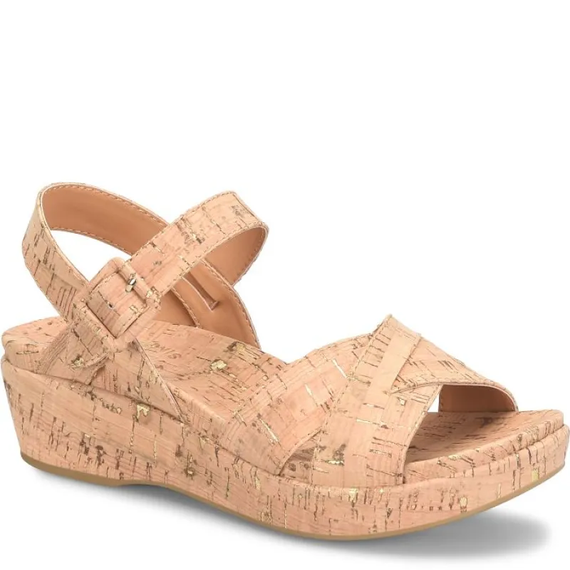 Kork Ease Women's Myrna 2.0 Gold Cork Wedge Sandal sold by Orleans Shoe Co.