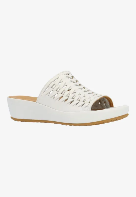 L'Amour Des Pieds Women's Cyra White Gold Lamba sold by Orleans Shoe Co.