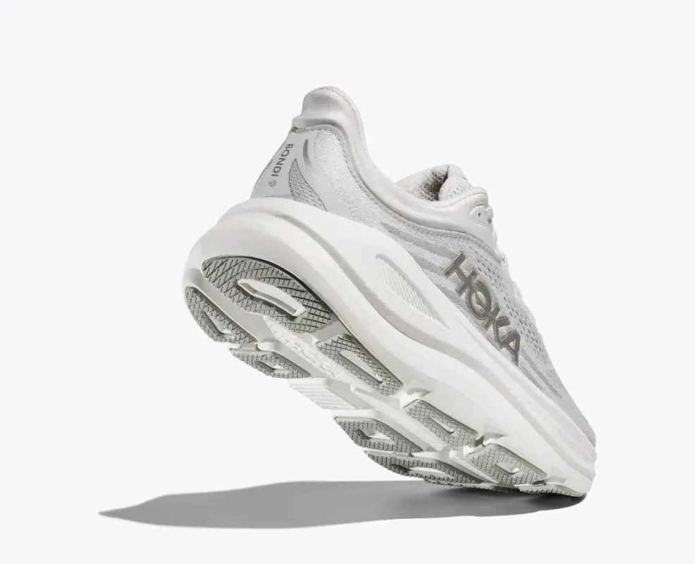 Hoka Women's Bondi 9 Stardust Silver sold by Orleans Shoe Co.