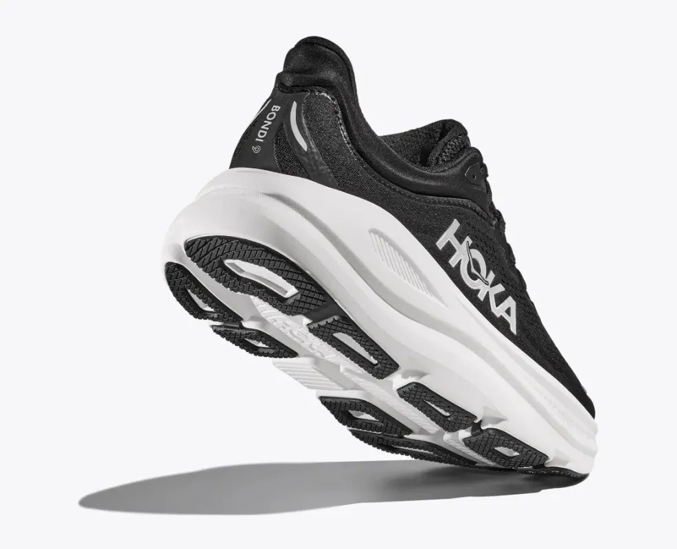 Hoka Men's Bondi 9 Black White sold by Orleans Shoe Co.