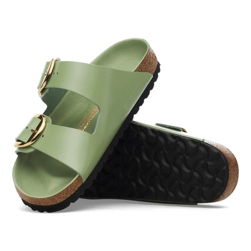 Birkenstock Women’s Arizona Big Buckle Hi-Shine Green Tea sold by Orleans Shoe Co.