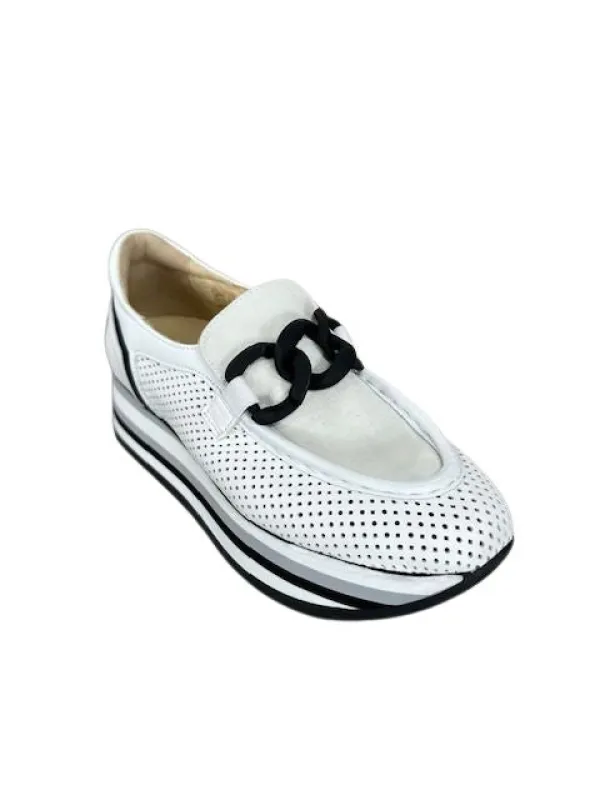 Softwaves Women's Cassie Platform Loafers White Ice sold by Orleans Shoe Co.