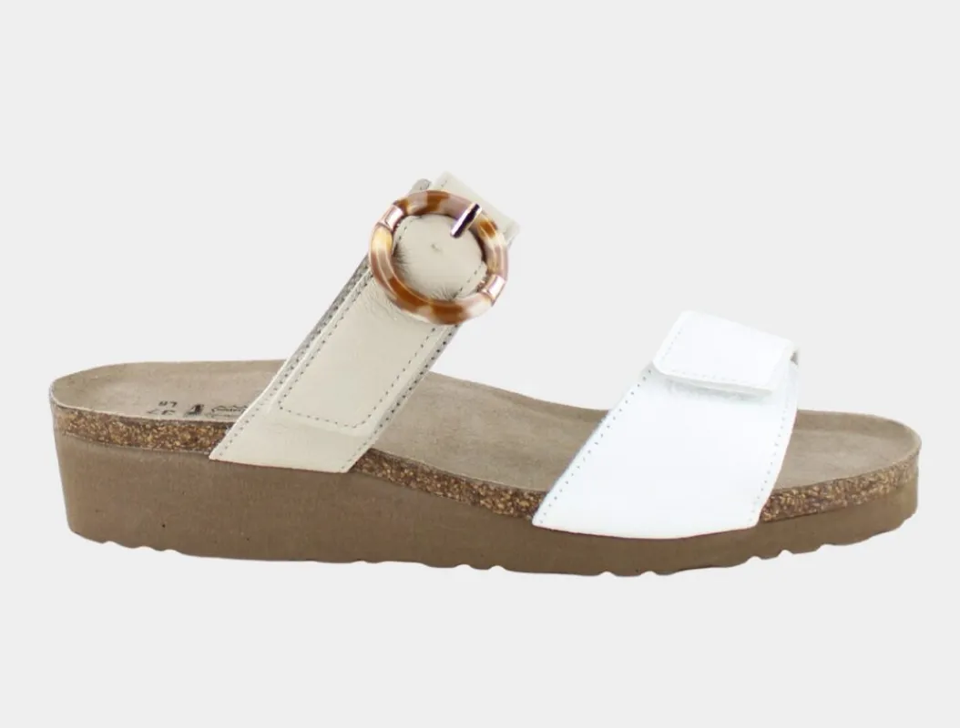 Naot Women’s Anabel Ivory Soft Leather White sold by Orleans Shoe Co.