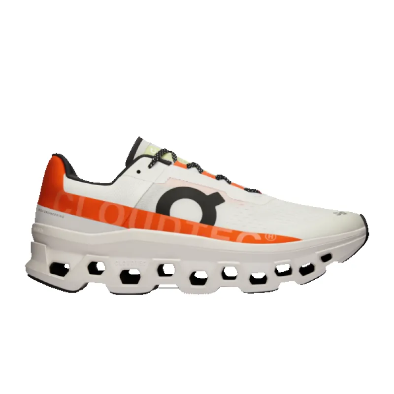 On Men’s Cloudmonster Undyed White Flame sold by Orleans Shoe Co.