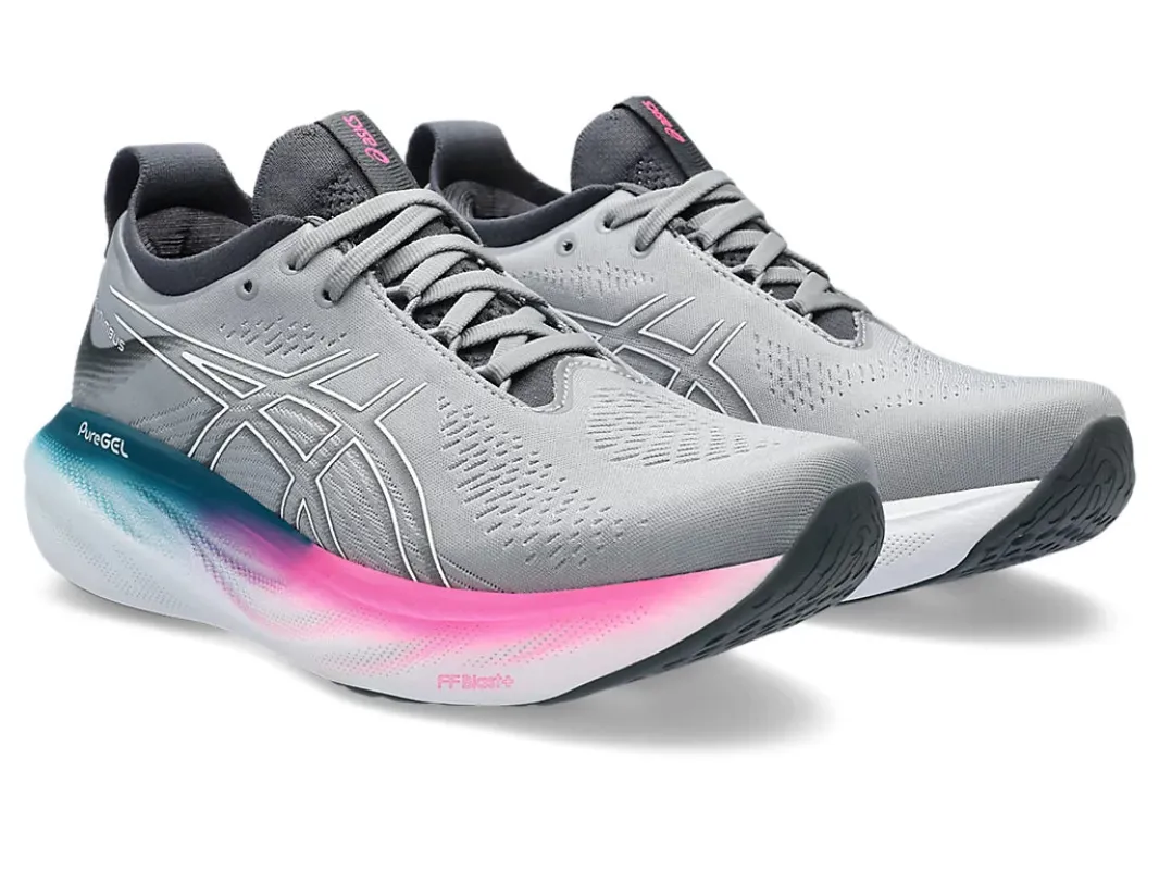 Asics Women’s Gel Nimbus 25 Sheetrock White sold by Orleans Shoe Co.